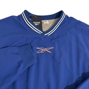 New Reebok Jersey‎ Lined Crewneck Sweatshirt Pullover Mens Blue S Athletic NWT